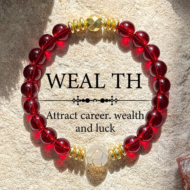 TEMU Natural Stone Bracelet For Wealth, & - Fashion Elastic Stretch Bead Bracelet - Unisex Jewelry Gift For