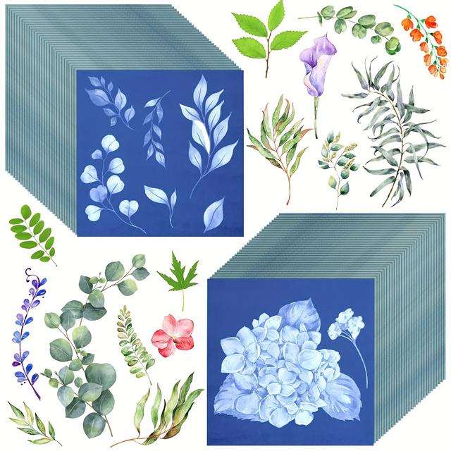 TEMU 60장의 시안타입 종이 태양 인쇄 키트 고감도 태양 종이 화이트 솔라 액티베이션 자연 태양 프린팅 키트 성인용 드로잉 페이퍼 공예 DIY 프로젝트 (밝은 색상)