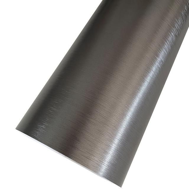 TEMU Steel Chrome Gunmetal Grey Brushed Metallic Vinyl Wrap Roll With Self Adhesive Decal Wrapping Film