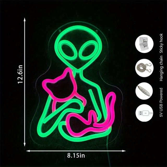 TEMU -themed Led Neon Sign Suitable For Bedroom, Bar, Party - Usb- Dimmable Wall With , Plastic Wall-mountable For Room Decor & Themed Events (no Color-changing)