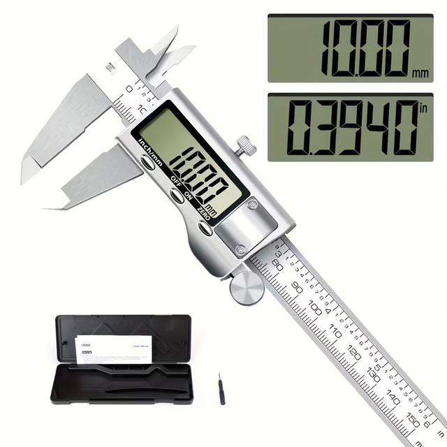 TEMU Goxawee Digital Vernier Caliper, 0-150mm Measuring Tool, Featuring A Large-screen Electronic Dial Indicator, Automatic Function, Inch-to- Conversion (6 Inches/150mm)