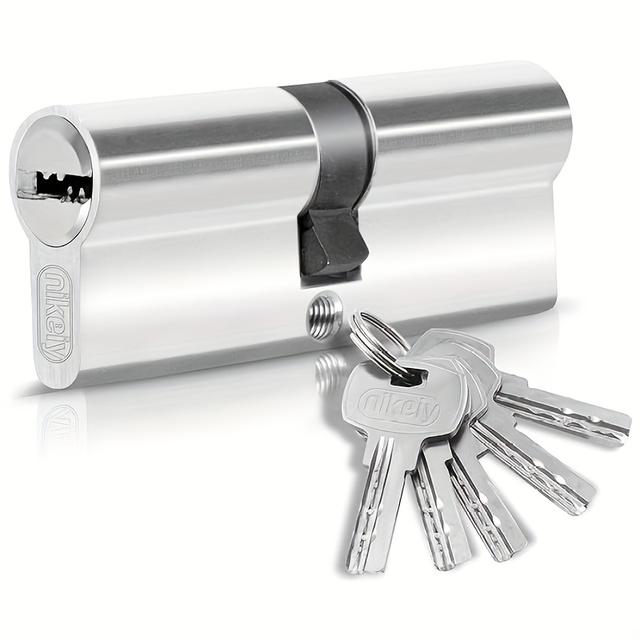 TEMU Ensemble de 1, Serrure à Cylindre Profilé Double Cylindre avec 5 Clés, Cuivre Mince, Taille 45/45, 40/40, 35/35, 30/30