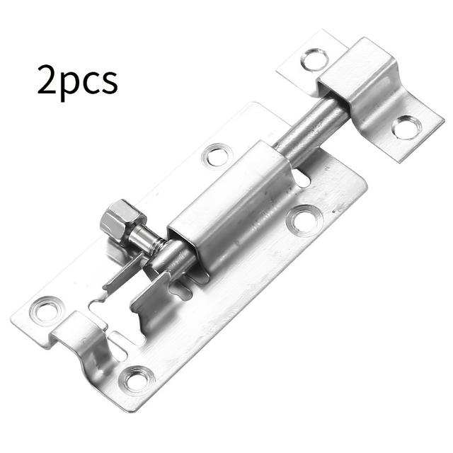 TEMU 2pcs Latch, Thickened, Stainless Steel, Door Slide Lock, Brushed Finish, With 12pcs Screws