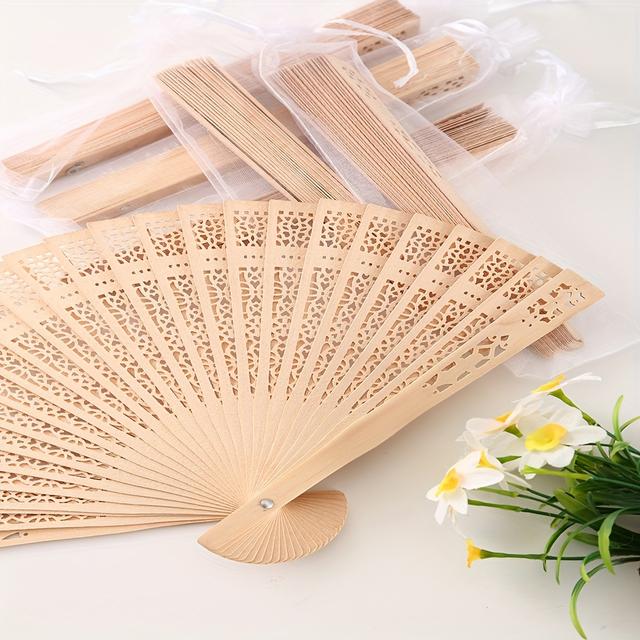 TEMU 60 stuks Houten Vouwventilatoren - Cadeaus voor Bruiloften, Feesten en Decoratie - Geschenken voor Gasten op Zomercarnavalfeesten