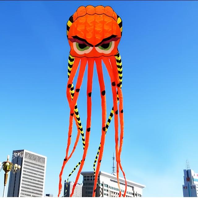 TEMU 3d 8-meter Octopus Kite Four-colors Large Animal Soft Kite Outdoor Inflatabls Adult Kites Tear Resistant Holiday Gifts For 14+, For Adult