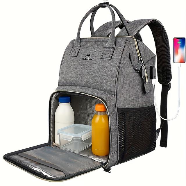TEMU Isolierter Laptop-Rucksack mit USB-Ladeanschluss & auslaufsicherem Fach – Unisex Reisetasche für 15,6-Zoll-Notebooks – Ideal für Arbeit und Pflegepersonal