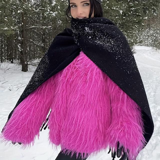 TEMU Fashionable High-end Christmas Cold-proof Scarf, New Autumn-winter Plush Thickened Warm Shawl, Solid Color Warm Neck Warmer, Couple Scarf, Valentine's Day Decorative Gift