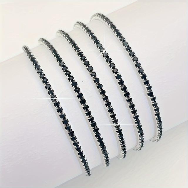 TEMU 5pcs 2mm Ultra Thin Rhinestone Women's Elastic - Multiple Colors