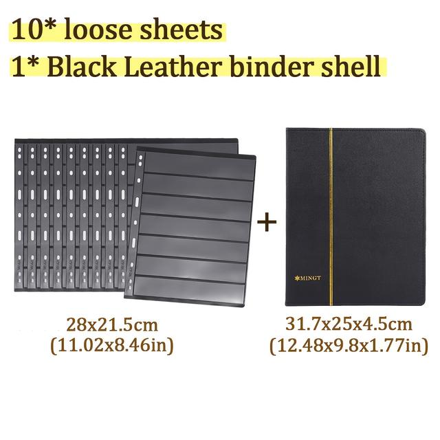 TEMU 1 set Stämpelsamlingsbok Dubbelsidig Svart Stämplingsalbumhållare PVC Stämpelbok Lösa Påfyllningssidor