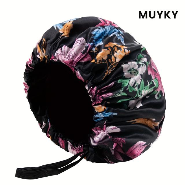 TEMU Muyky Large Bonnet Luxury Satin Bonnet For Sleeping, Double Layer Hair Bonnet For Curly Braids Hair Adjustable Bonnets For Women Sleep Cap