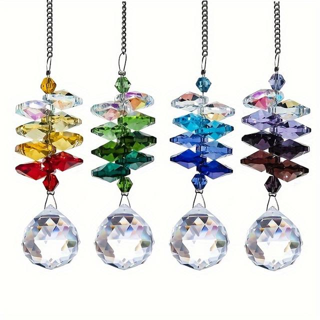 TEMU Unici Crystal Suncatcher Prism Ball For Window Hanging, Home Garden Decoration Set Of 4