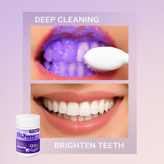 TEMU 9.9% Purple Hydroxyapatite Tooth Cleaning Powder, 9d White, Deep Cleaning Formula, Enhances And Dental Hygiene, Essential For Basic Cleaning