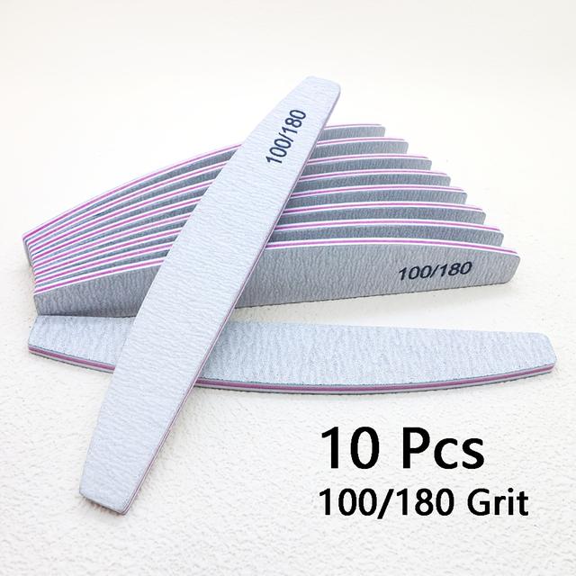TEMU 10 Nail Files 100/180 Grit Professional Double-sided Emery Boards For Gel Nails And Acrylic Nails Salon Home Use