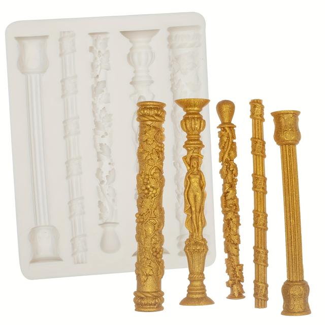 TEMU Силіконові форми для прикрашання тортів - Архітектурний колон, DIY , шоколад, інструмент для випічки, кухонні аксесуари для прикрашання країв торта