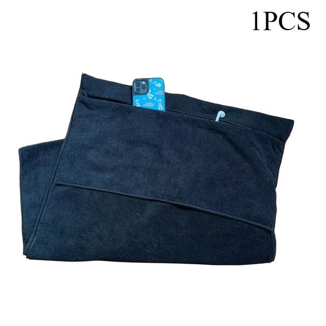 TEMU Toalla de Gimnasio de Microfibra Ultra- de Tamaño Extra Grande con Bolsillo con Cremallera Seguro - Antideslizante, Secado Rápido, para Deportes , Diseño Moderno de , , Toalla de Microfibra