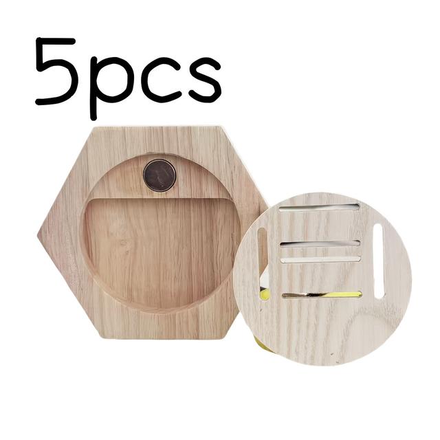 TEMU 5pcs Hexagonal Wooden Medal Display Rack – Wall-mounted Organizer For Awards, Ribbons, And Decorative Pieces, Solid Wood Showcase With Unique Room Or Office, Standing Shelf