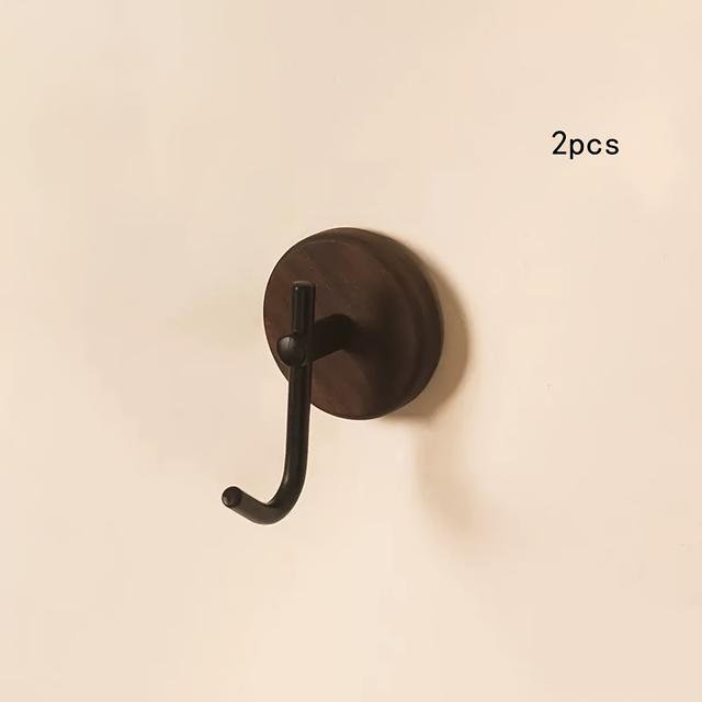 TEMU 2-pack Walnut Door Hooks - Without Drilling For Bathroom, Bedroom And Kitchen Storage