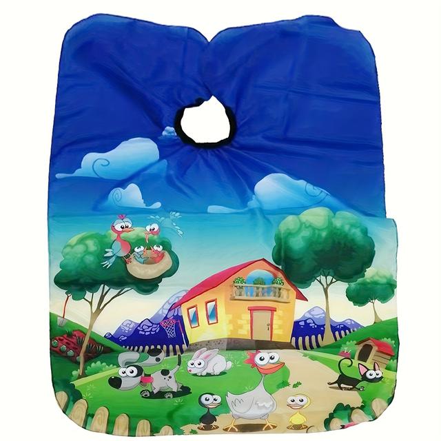 TEMU 1개 전문가용 f 헤어 커팅 앞치마, 작은 만화 패턴 - 이발사용 머리 자르기 케이프