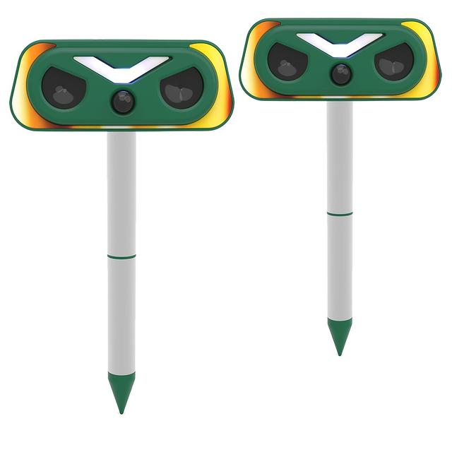 TEMU Ultrasonic Led Flame Lamp Repeller For Outdoor Use, Ideal For Gardens And Farms.