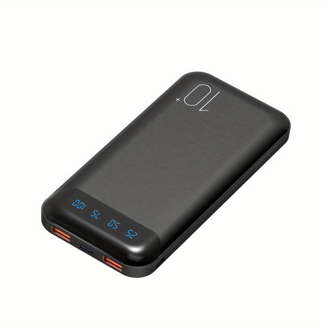 TEMU Power Bank 10000mah Portable Charger With 2 Usb Outputs And Type-c Output/input, Compatible With Pad For Etc
