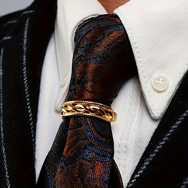 TEMU Japanese And Korean Version Of Fashionable Trendy Men's Fashion Tie Clip Retro Heavy Twist Tie Jewelry Fashion Suit