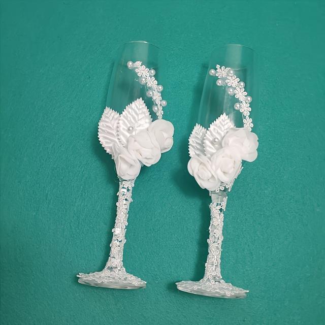 TEMU En ask med brud par av koppar drickande romantisk bröllop vin glas presentask