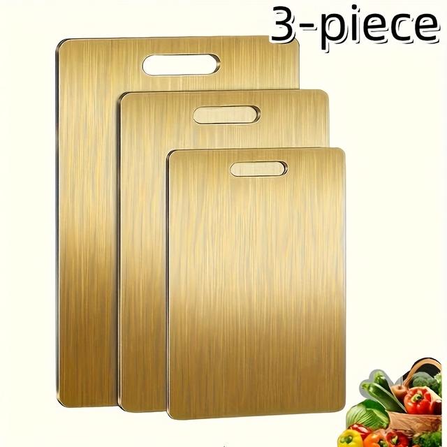 TEMU 3 Stück Edelstahl Schwerlast Schneidebrett mit Klappdeckel & Griff - Wendbares Fleischbrett geeignet für Zuhause, Camping, ideal für Frauen - Geschenk