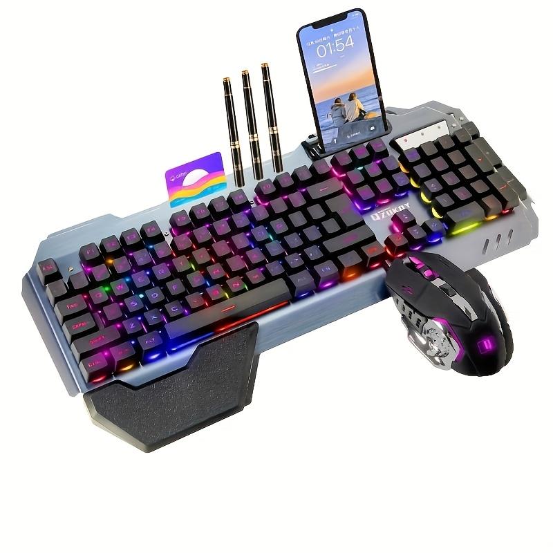 TEMU Qzukoy Rgb Backlit Mechanical Feel Gaming Keyboard Compatible For Pc Desktop, Wired Computer Keyboard With Rgb Modes, For Pc/laptop, - For Office & Gaming Setup