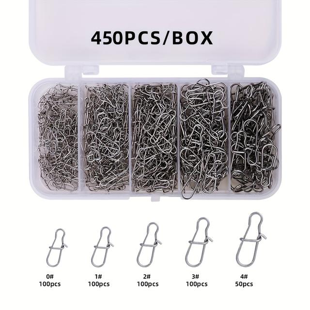 TEMU 450pcs Of Stainless Steel Safety Pins For Connecting Lures, Including Minnow And Popper Clips, Fishing Tackle Additions