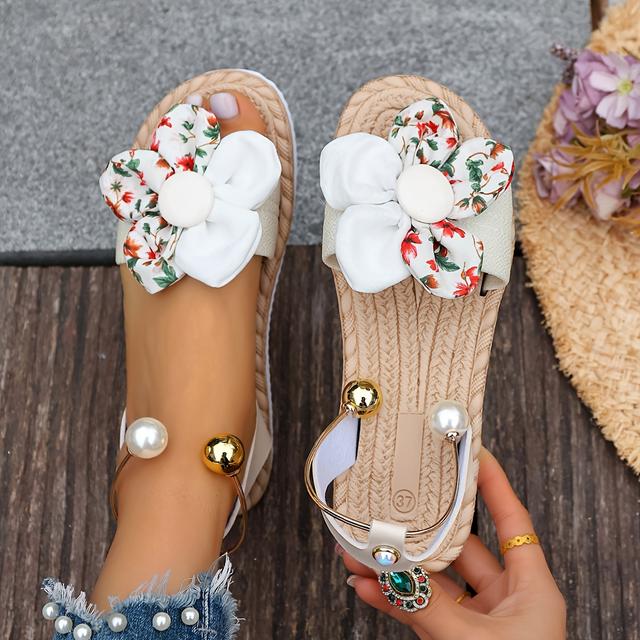 TEMU New Summer Sandals For Women In European And , Featuring Comfortable Floral Designs, Casual Wear And Easy To Slip On., Women Shoes