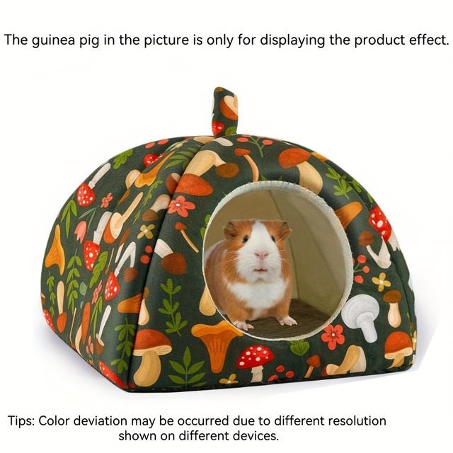 TEMU Wasbaar Cavia Schuilplaats met Tunnel, Speelgoedset voor Konijnen en Hamsters, Groene Paddenstoelenbos Verstopplek Accessoires voor Koninginnen, Fretten en Konijntjes