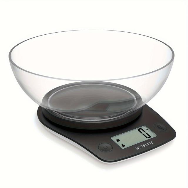 TEMU Nutri Fit Digital Kitchen Scale - 11lb X 1g, Cooking, Baking & Weight Loss, Includes Bowl Feature & Clear Lcd Display, Battery-powered (aaa), No