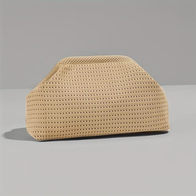 TEMU 2025 New Summer Solid Color Hollow Mesh Design, Women's Multifunctional Large Capacity Clutch Bag For And Evening Events