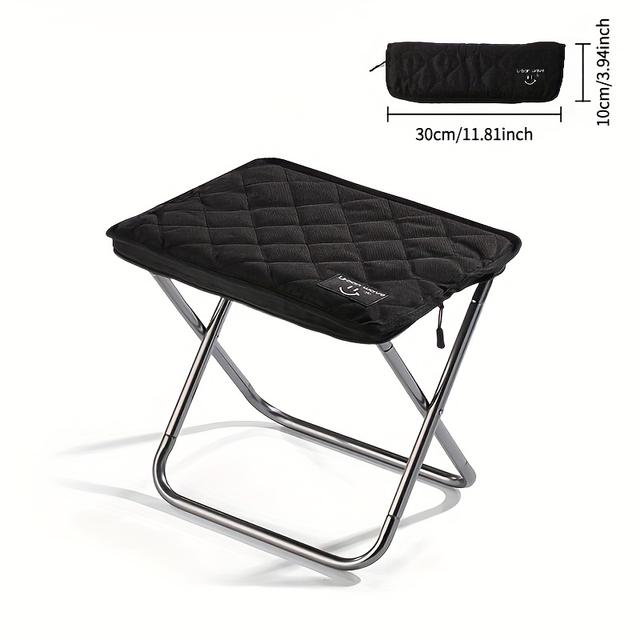 TEMU 1個 アルミニウム合金製ポータブル折りたたみ椅子、ティーンエイジャー用、鉄合金フレーム、折りたたみ式アウトドアキャンプスツール、ダイヤモンド三層パッド入りシートクッション、軽量シート、釣りアクセサリー、キャリングバッグ付き