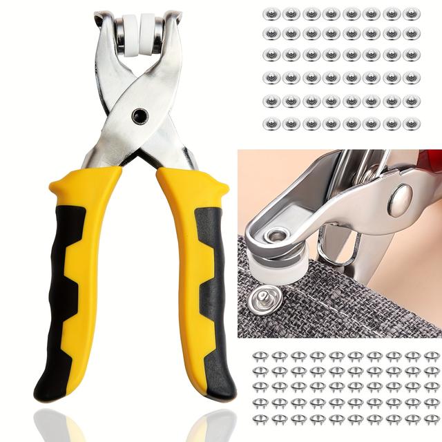 TEMU 80pcs Sets 9.5mm Metal Snaps Buttons With Fastener Pliers Press Tool Kit Crafts Clothes Hats And Sewing, Snap Button Fasteners Kit For Clothing Sewing,jewerly Making Kits