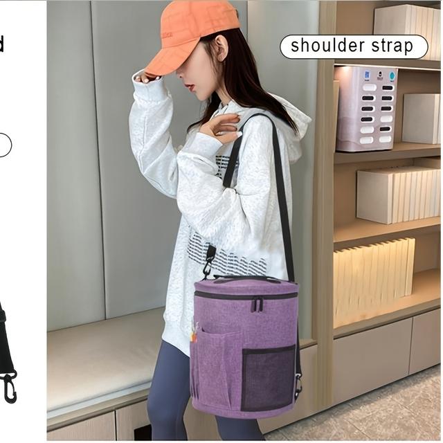 TEMU Large Capacity Sewing And Yarn Storage Bag, Knitting Needle Organizer, Crochet Tote With Front Pocket For Storing Yarn, Hooks, And Needles - Durable And Lightweight