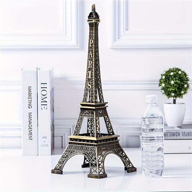 TEMU Large Tower Statue - Bronze Alloy, For Tabletop Decor And Gifts, Metal Construction, Suitable For Various Holidays Centerpiece Without Feathers