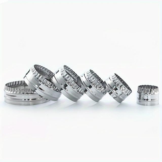 TEMU Uppladdat Stål Kaka Skärare Set - 6 Delar Flutade och Släta Kant Bakverktyg, Dubbelsidig Design för Baking