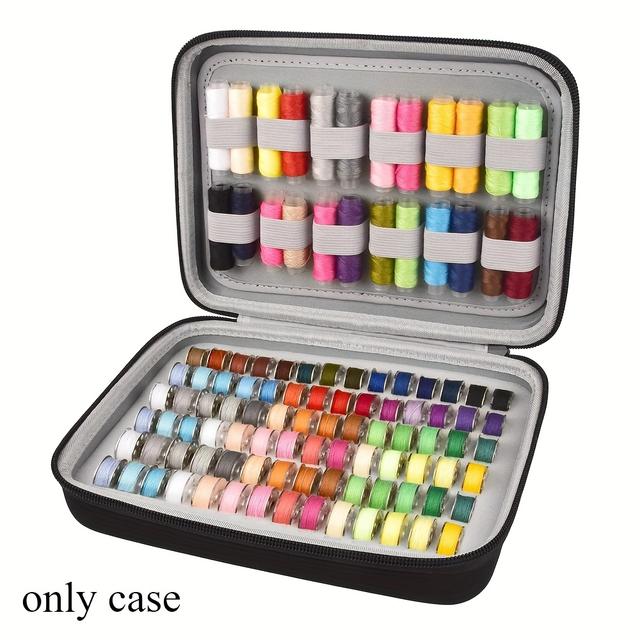 TEMU Étui Organisateur de Bobines, Boîte de Rangement pour Bobines Jusqu'à 84pcs et Sac à Outils avec 24 Spools de Fil à Coudre
