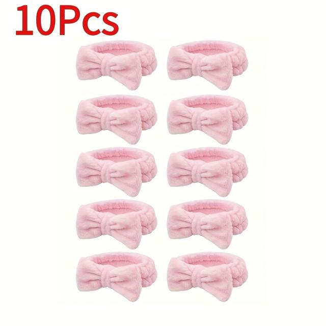 TEMU 5/10pcs Women' Headband - Coral Velvet, Elastic Bow For Face Wash And Makeup, Perfect Bridesmaid Gift, Christmas Gift