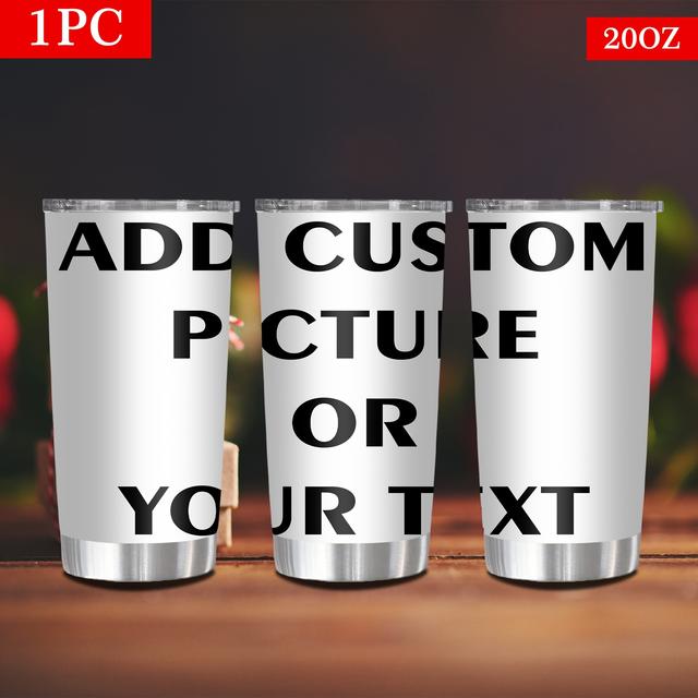 TEMU 1pc, Custom Photo Or Text, Personalized Tumbler With Lid, 20oz Stainless Steel Water Bottle, Insulated Drinkware For , Outdoor Travel Accessories, Perfect For Valentine's Day And Holiday Gifts.