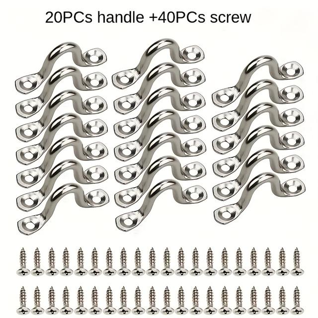 TEMU 60 Peças de Parafusos de Olhal de U Marinhos (20 Alças + 40 Parafusos, Material em Aço Inoxidável, para Cordas de Yoga, Redes de Cadeira, Amarração )