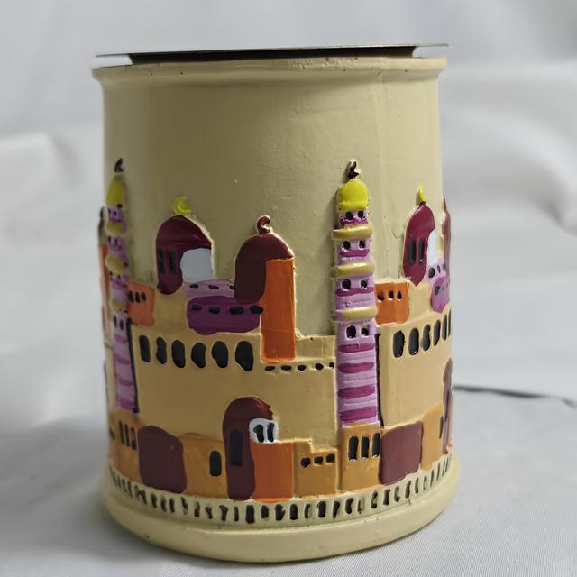 TEMU قطعة واحدة من حامل بخور دائري على شكل مملكة معمارية من قوي، مناسب لتزيين رمضان/عيد، حامل بخور مزخرف لرمضان