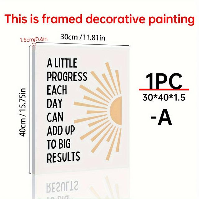 TEMU 1pc Modern Encouragement Poster, Daily Progress Leads To Great Achievements, Inspirational Life, Office/living Room/bedroom Decoration Canvas With Frame30x40cm (11.81x15.75in)