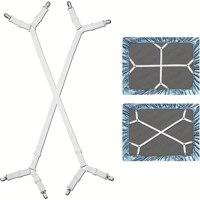 TEMU 2er-Pack Verstellbare Bettlaken-Halter | Elastische Nylon-Befestigungen, Maschinenwaschbar, Nicht-Textil, Weiß und Schwarz