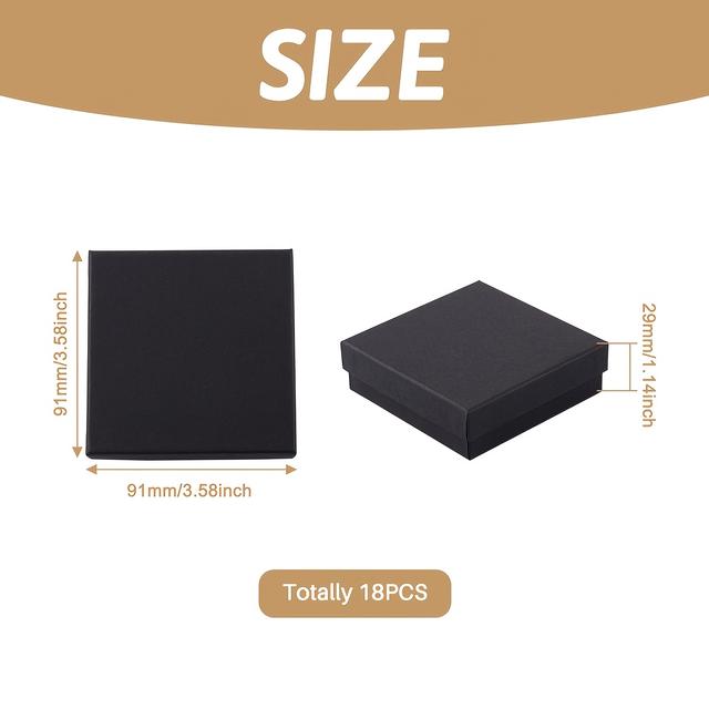 TEMU 18pcs Black Cardboard Jewelry Boxes, For Jewelry And Gift, Square, 9.1x9.1x3cm