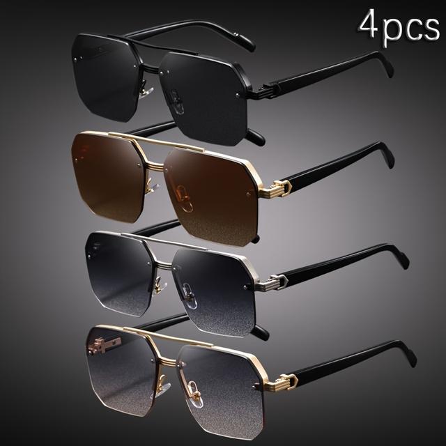 TEMU 4pcs Semi-rimmed Thick Frame Square Minimalist Unisex Fashion Glasses, Perfect For Birthday Gifts And Photography Props