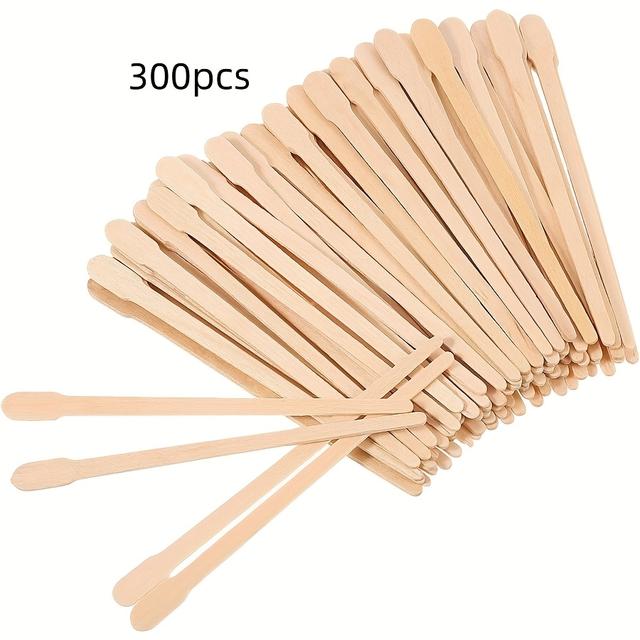 TEMU Zestaw 150/200/300/500 szt. Szpatułek do wosku, drewniane patyczki do rękodzieła, małe patyczki do aplikacji wosku do brwi i depilacji