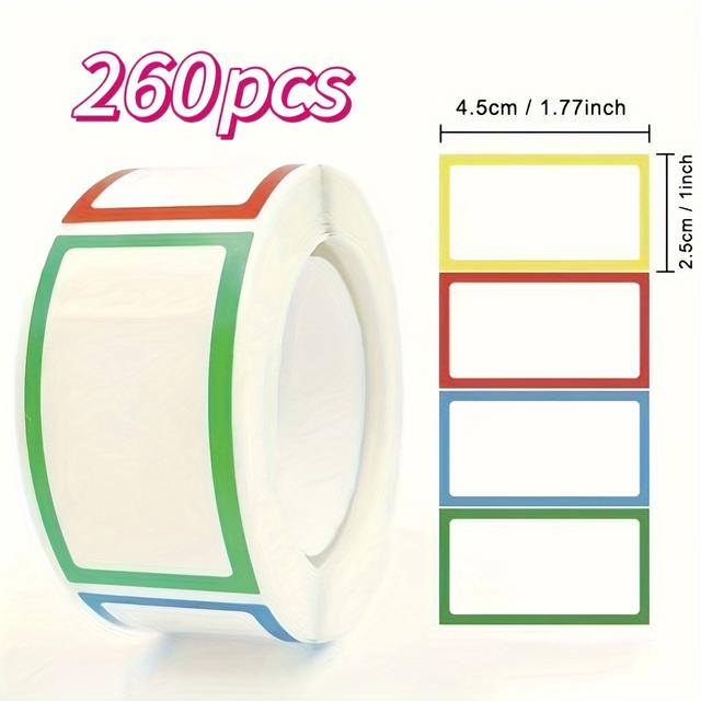 TEMU All-purpose Color-coded Labels, 260 Count Per Roll - Self-adhesive Name Tag Stickers, Paper Material, English Text - For Organizing And Labeling