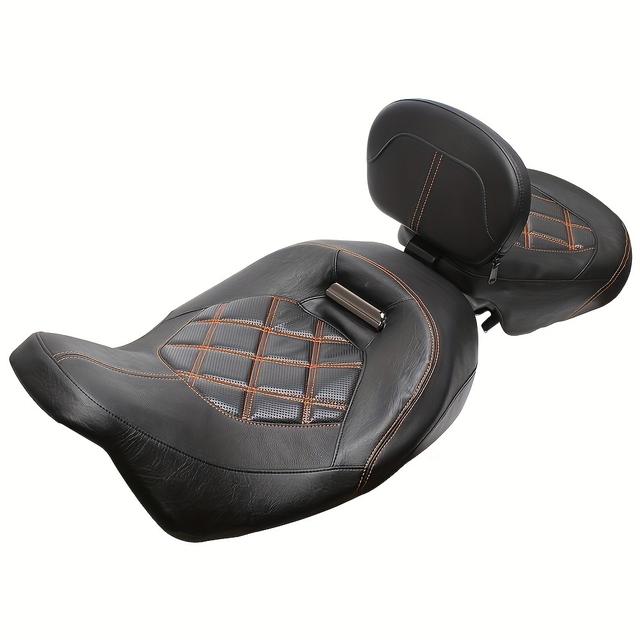 TEMU Zweisitzer Motorrad Sitz mit niedrigem Profil und Fahrer Rückenlehne, kompatibel mit Harley Touring Modellen einschließlich , Road Glide, Street Glide und von 2009 bis 2024